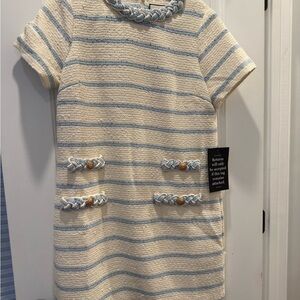 Tuckernuck Cream and Blue Textured Dress